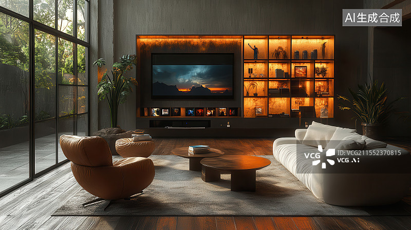 【AI数字艺术】在客厅操控ARVR眼镜进行游戏和观影图片素材