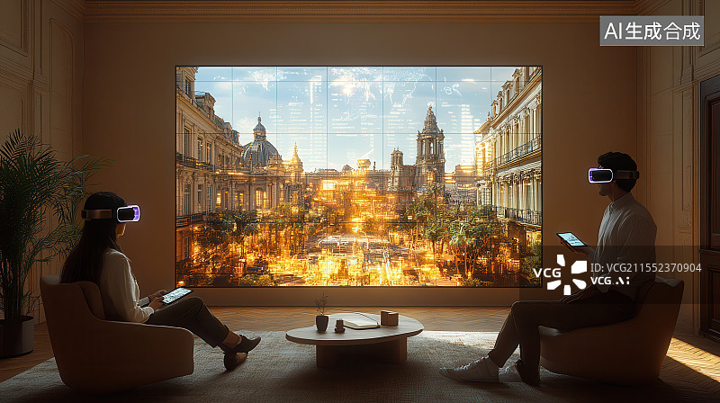 【AI数字艺术】在客厅操控ARVR眼镜进行游戏和观影图片素材