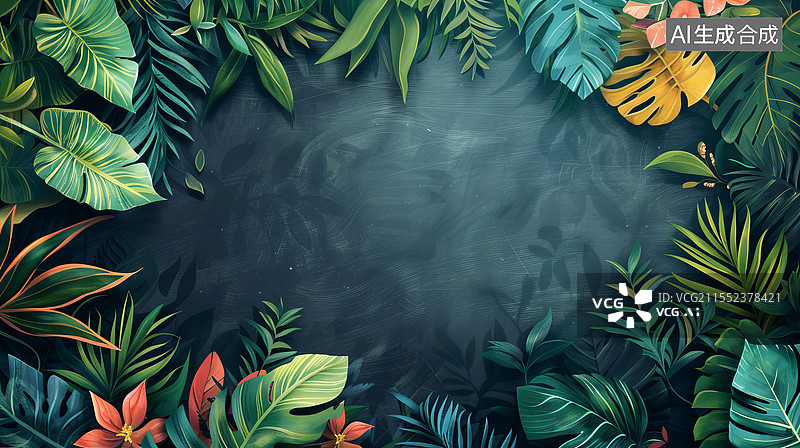 【AI数字艺术】由植物和鲜花组成的背景2D最大图片素材