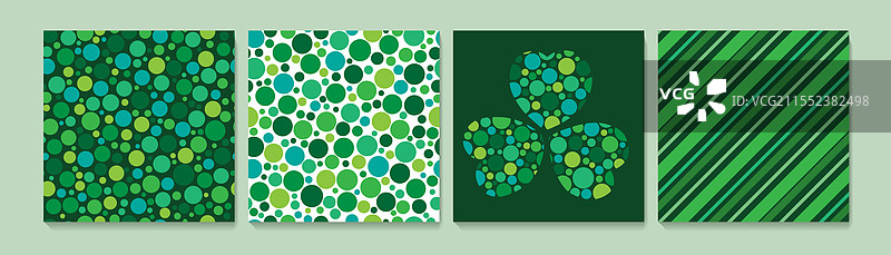 绿色波点可爱图案，白色和深色背景上展示图片素材