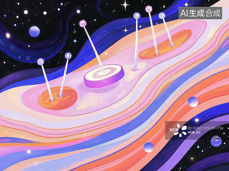 【AI数字艺术】表皮宇宙星尘屏障扁平插画人体器官皮肤光纤星体图片素材