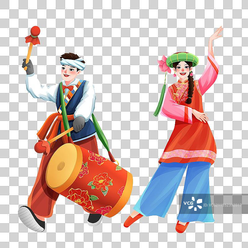 五十六个民族之东乡族少年少女插画元素图片素材