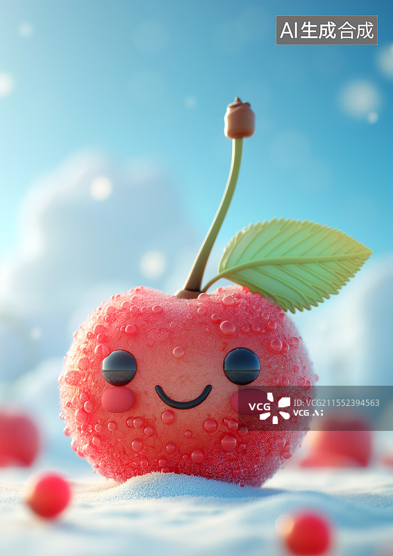 【AI数字艺术】可爱的拟人化卡通樱桃图片素材