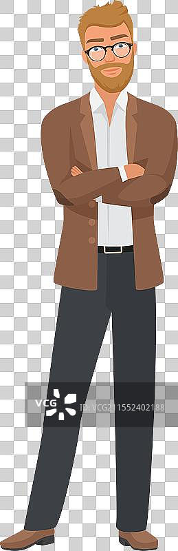 双臂交叉站立的男老师图片素材