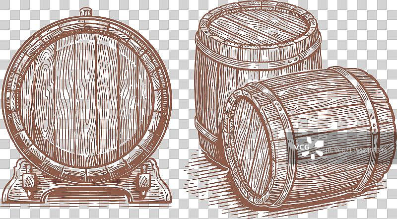 手绘橡木桶木质酒桶图片素材