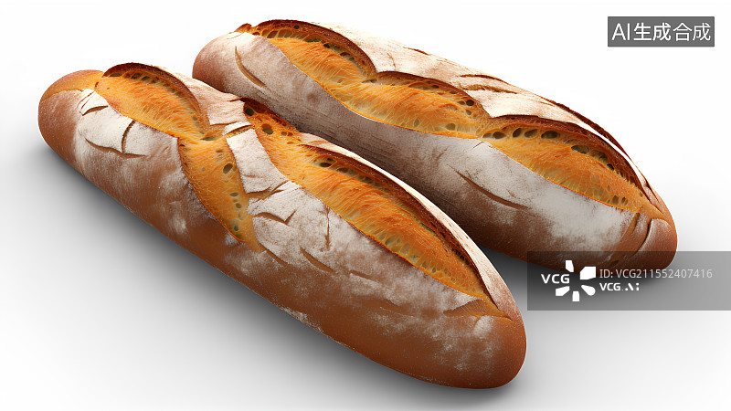 【AI数字艺术】3D渲染，欧式乡村面包，粗粮欧包，法棍面包，面包烘焙，早餐，甜点美食下午茶图片素材