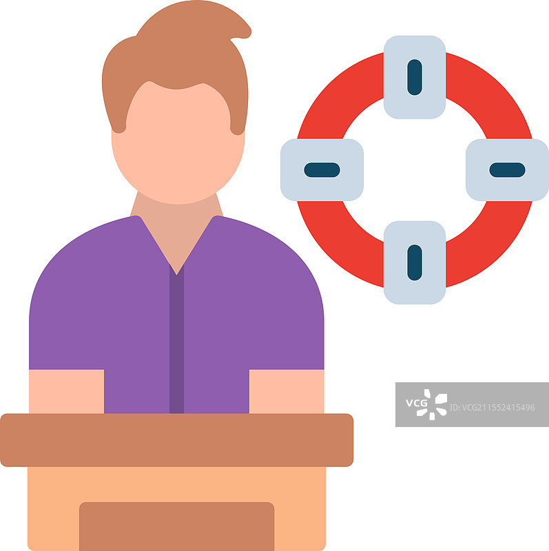 救生员扁平图标设计图片素材