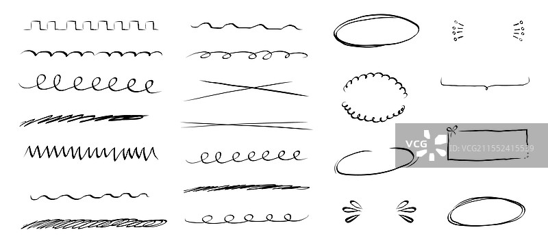 手绘下划线边框涂鸦标记图片素材