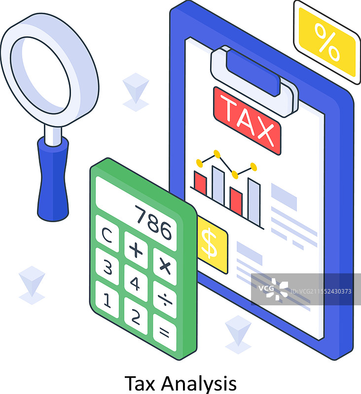 税务分析等距彩色EPS图形图片素材