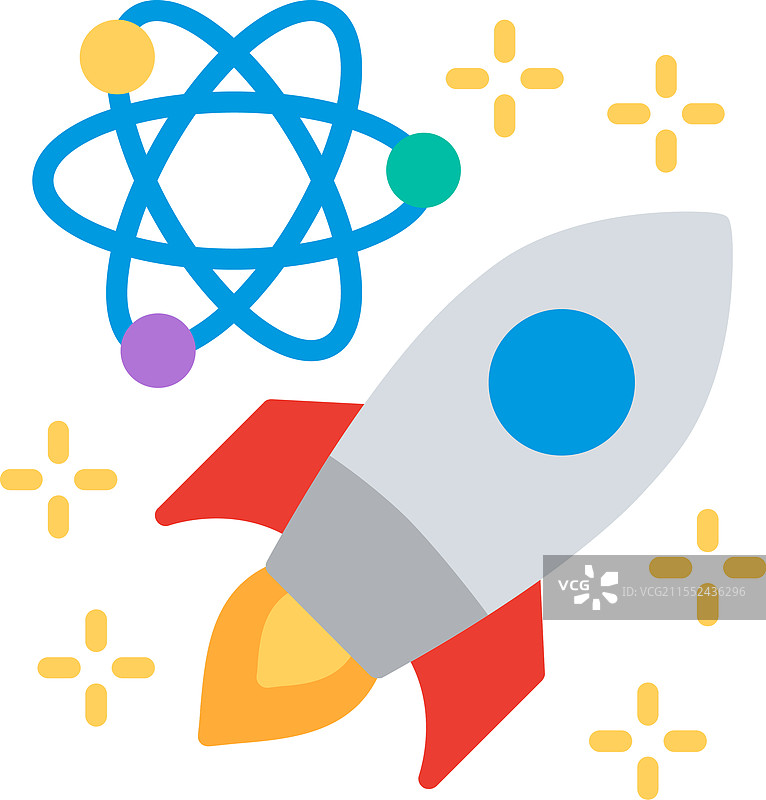 火箭科学扁平图标设计图片素材