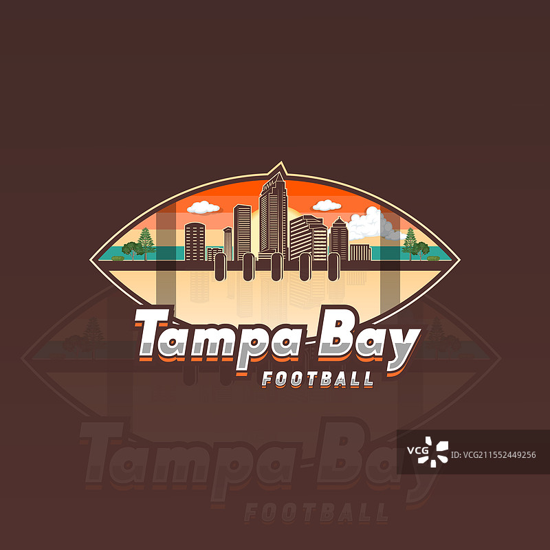 坦帕湾足球队标志与天际线图片素材