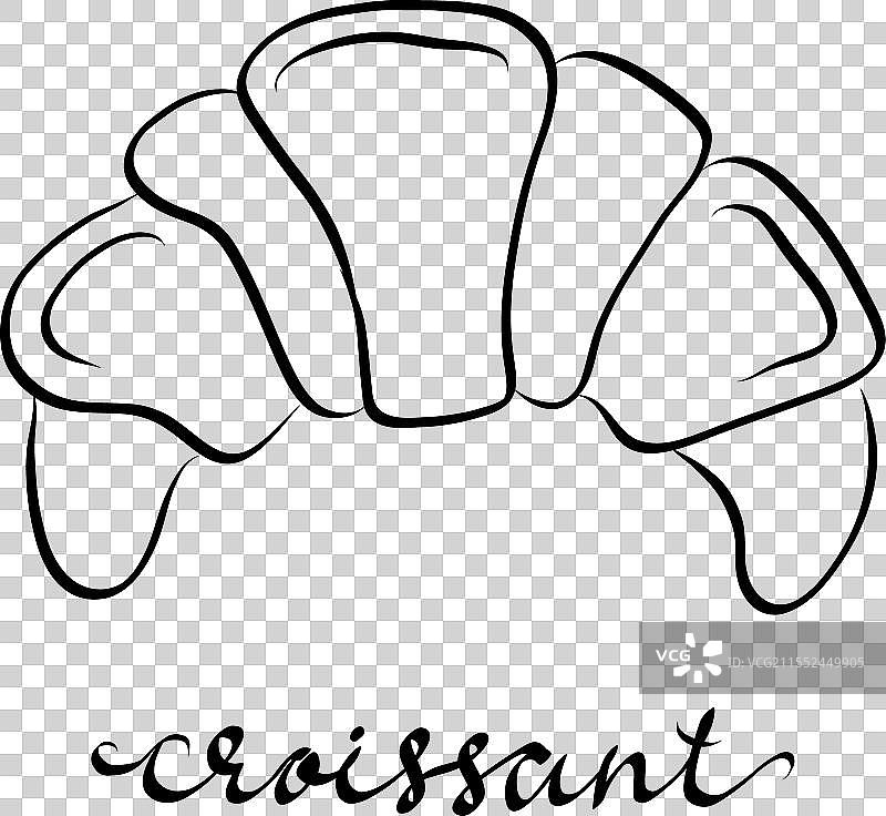 手绘轮廓的可颂面包与字母设计图片素材