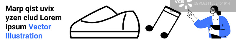 现代扁平设计元素：运动鞋与音符图片素材