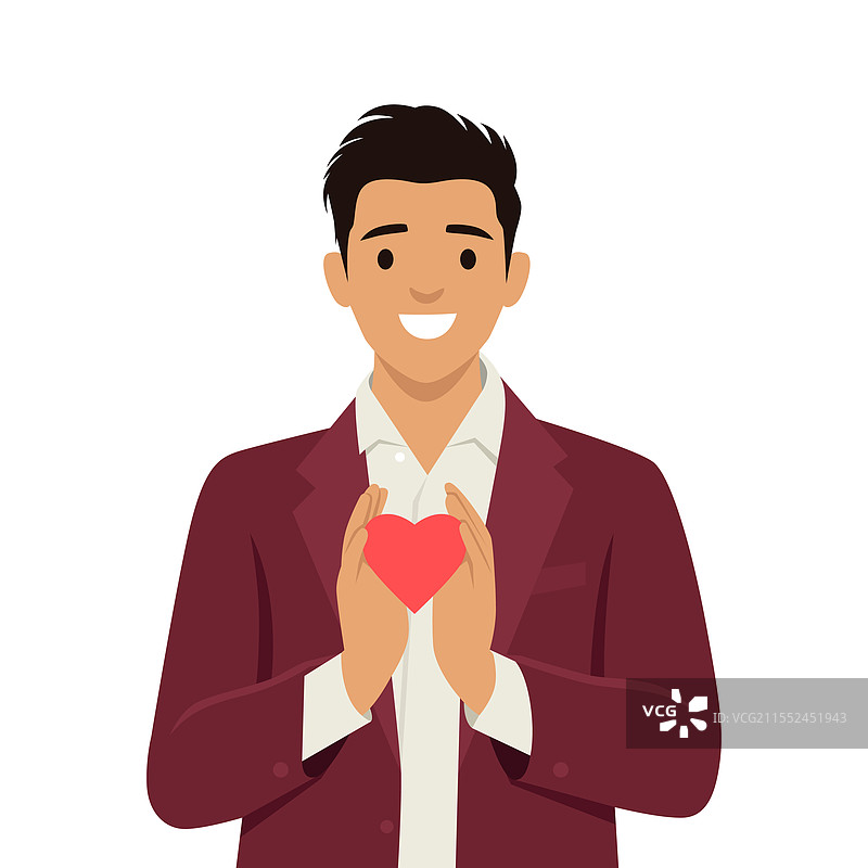 男人用心表达爱与善良图片素材