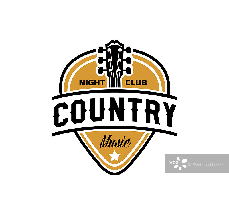 乡村音乐俱乐部图标，特色吉他琴头图片素材