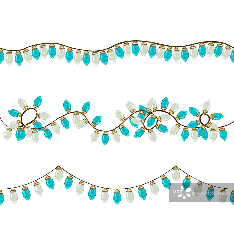 水彩手绘圣诞灯饰图片素材