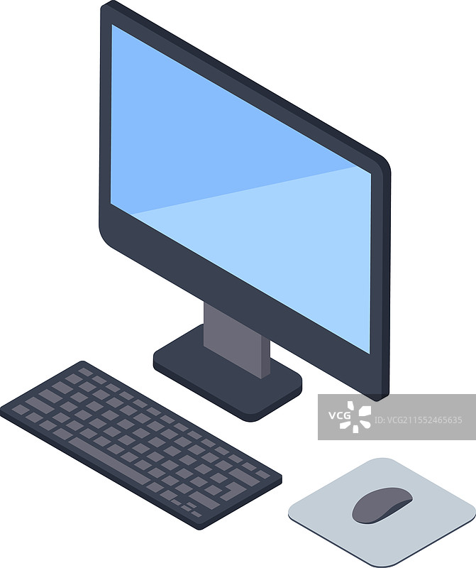 桌面计算机设置的等距视图图片素材