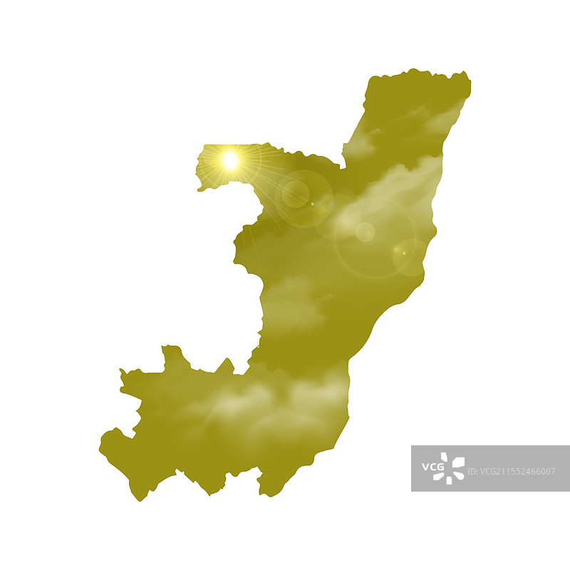 美丽的阳光和云彩映衬下的刚果地图图片素材