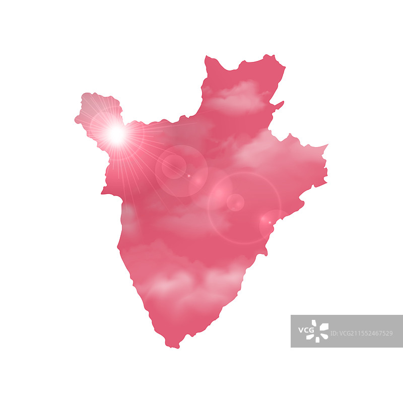 布隆迪地图上有美丽的阳光和云彩图片素材