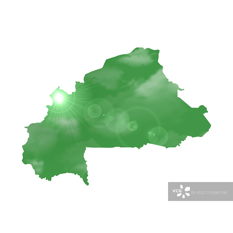 布基纳法索的地图，配有美丽的阳光图片素材