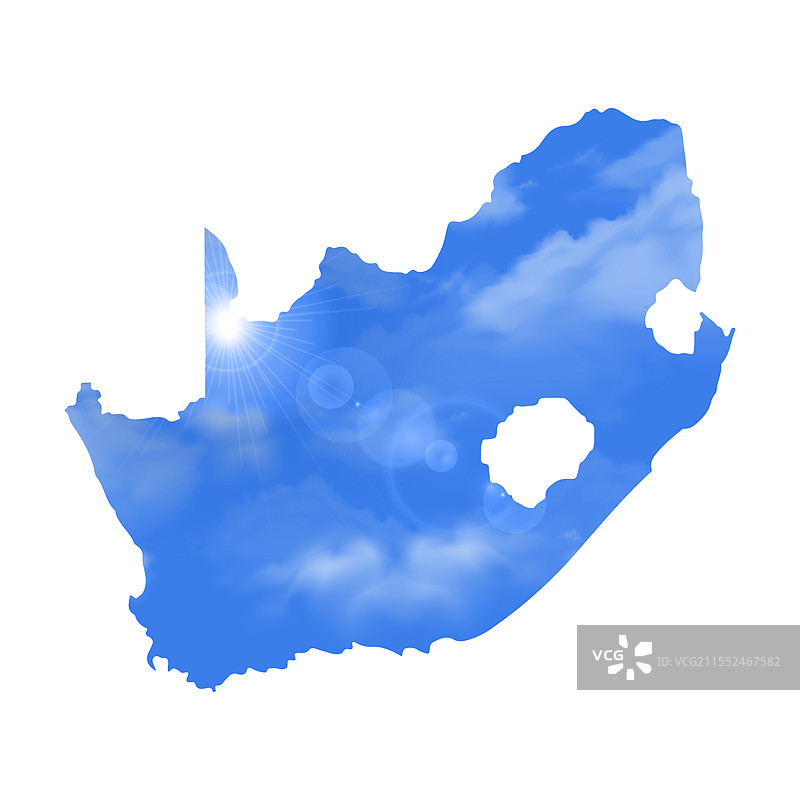南非地图，背景是美丽的阳光和云彩图片素材