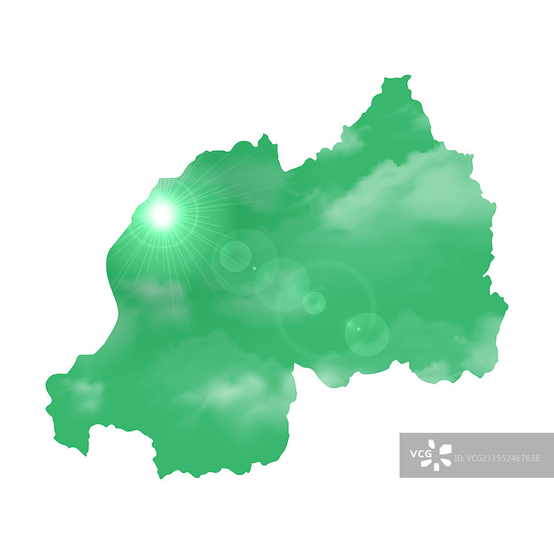 卢旺达地图上有美丽的阳光和云彩图片素材