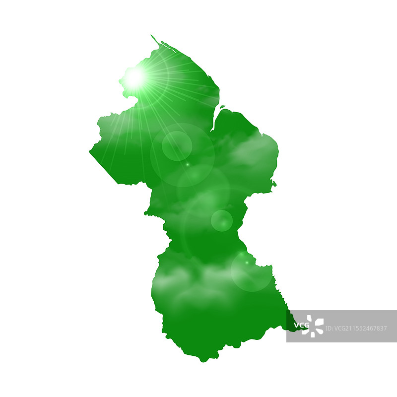 圭亚那的地图，背景有美丽的阳光和云彩图片素材