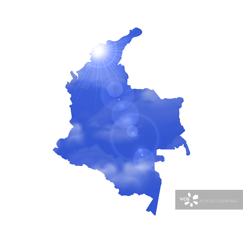 哥伦比亚地图上有美丽的阳光和云彩图片素材