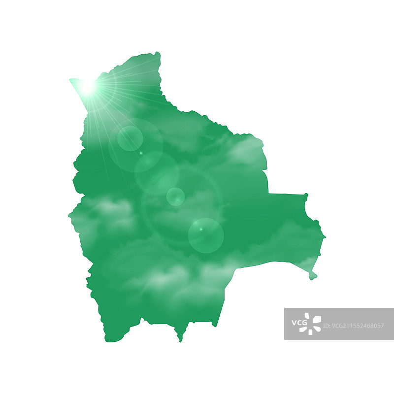 美丽的阳光和云彩映衬下的玻利维亚地图图片素材