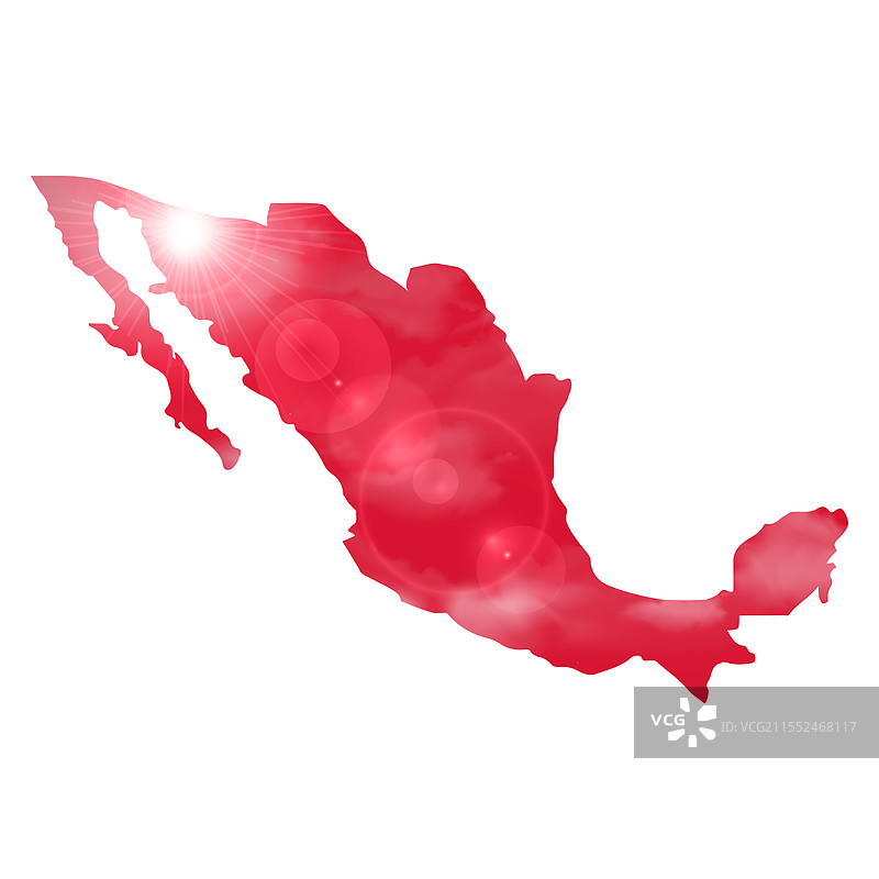 美丽的阳光和云彩映衬下的墨西哥地图图片素材