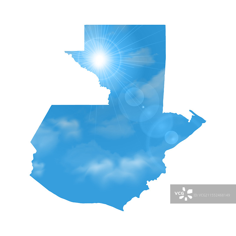 美丽的阳光和云彩映衬下的危地马拉地图图片素材