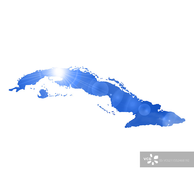 古巴地图上有美丽的阳光和云彩图片素材