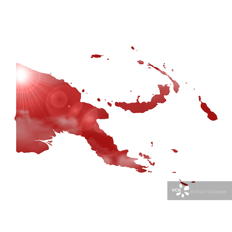 带有美丽阳光的巴布亚新几内亚地图图片素材