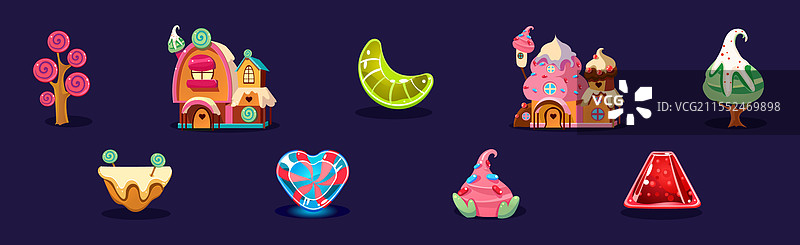 各种形状和颜色的糖果和甜点图片素材