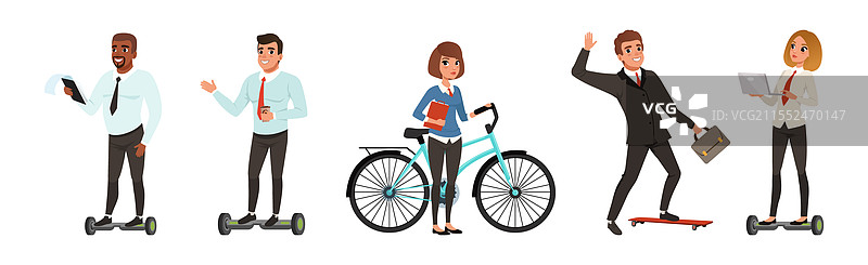 商务人士使用环保交通工具图片素材