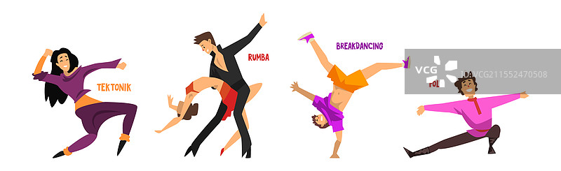 跳舞的人物角色表演不同的舞蹈图片素材