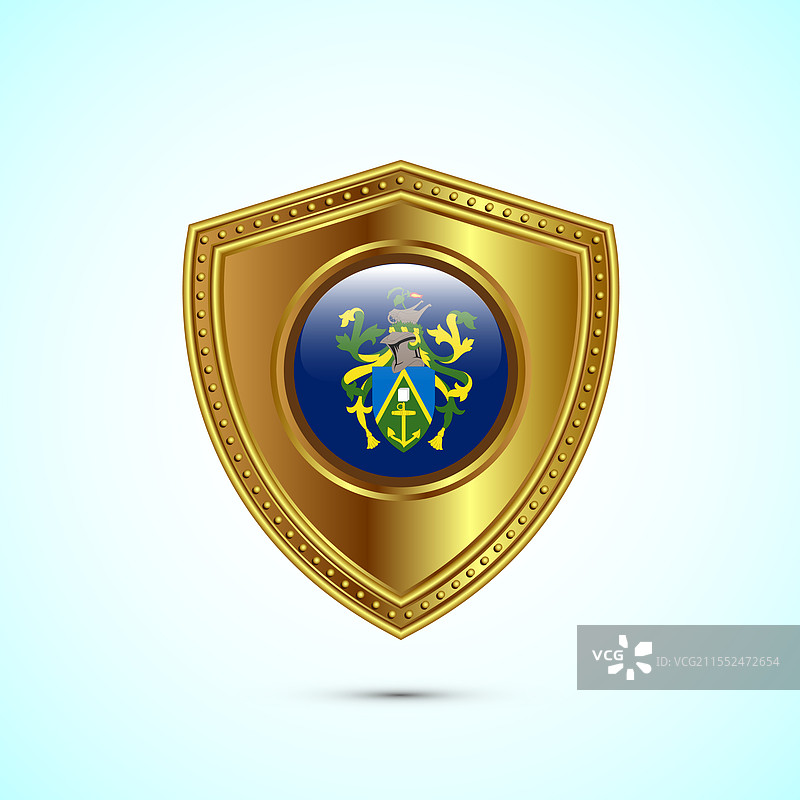 光泽金色的皮特凯恩群岛圆形国旗图片素材