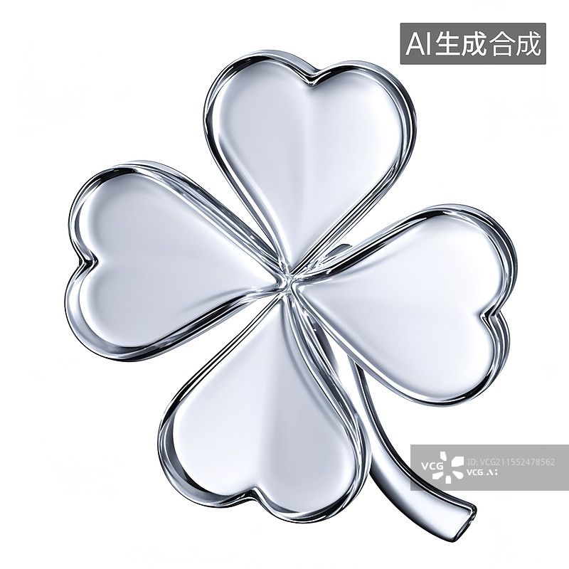 【AI数字艺术】水晶风格的四叶草3D图标图片素材