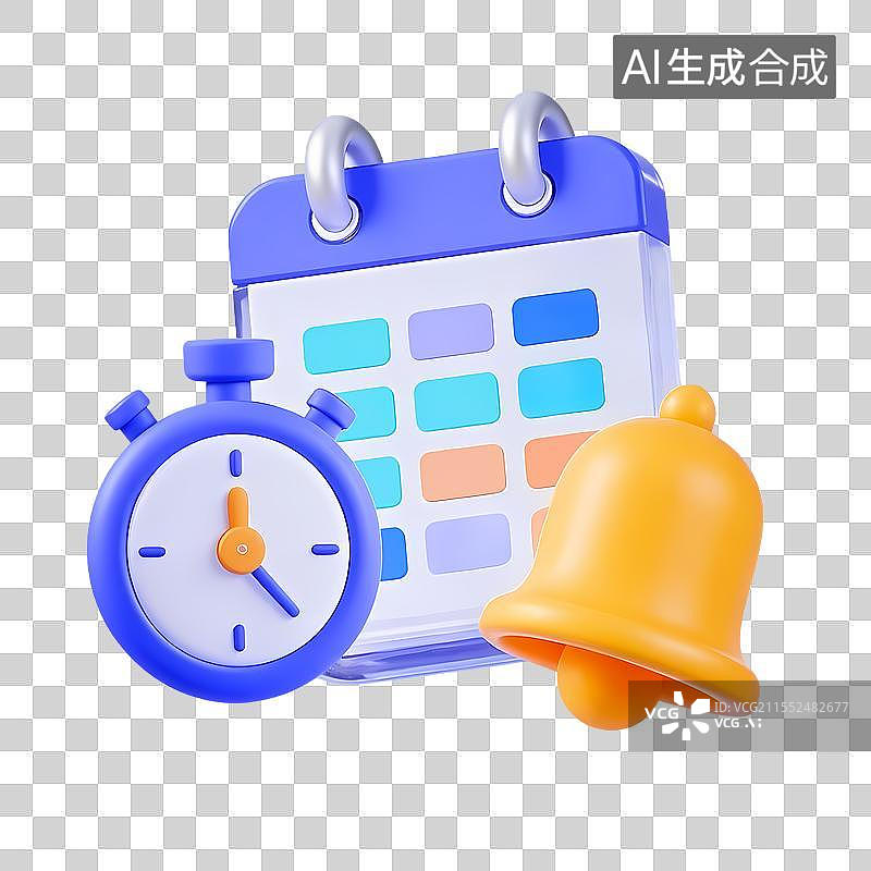 【AI数字艺术】时间管理与提醒图标组合图片素材