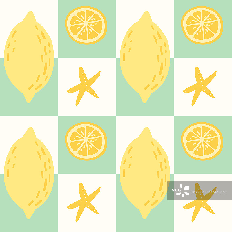 手绘柠檬的无缝图案图片素材
