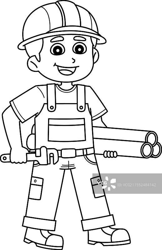 独立的建筑工人和水管工上色图图片素材