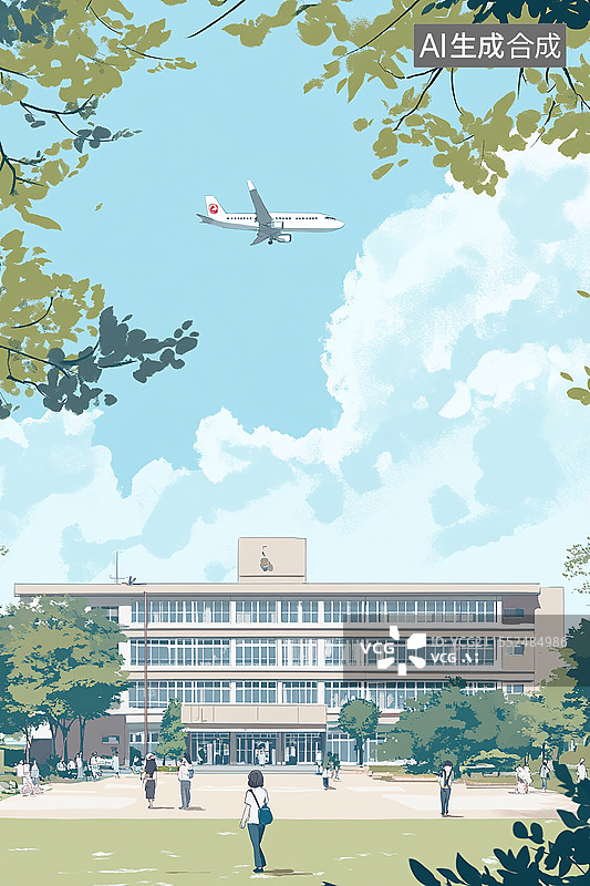 【AI数字艺术】开学季学校里的孩子学生户外活动图片素材