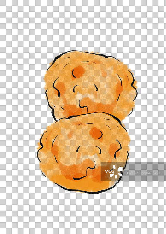 水墨风大同美食插画元素-炸糕图片素材