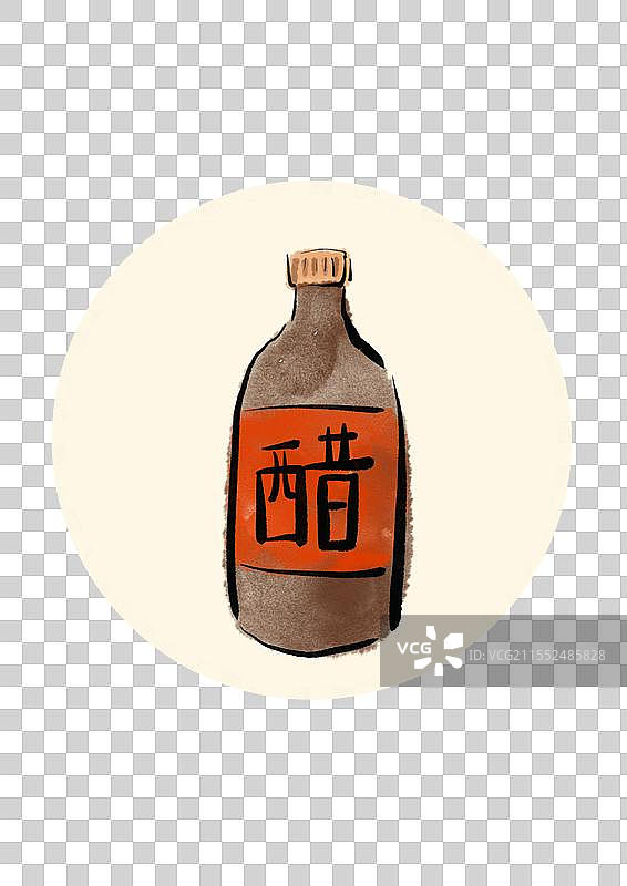 水墨风大同美食插画元素-老陈醋图片素材