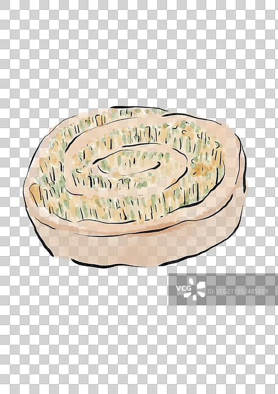 水墨风大同美食插画元素-莜面栲栳栳图片素材