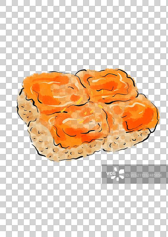 水墨风大同美食插画元素-黄米凉糕图片素材