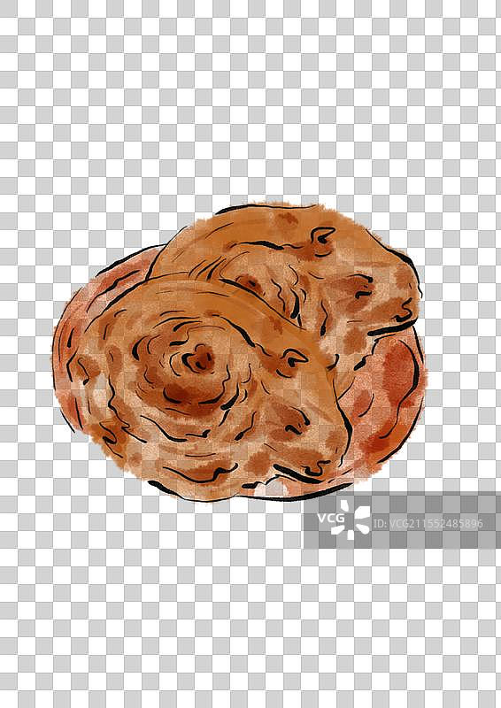 水墨风大同美食插画元素-兔头图片素材