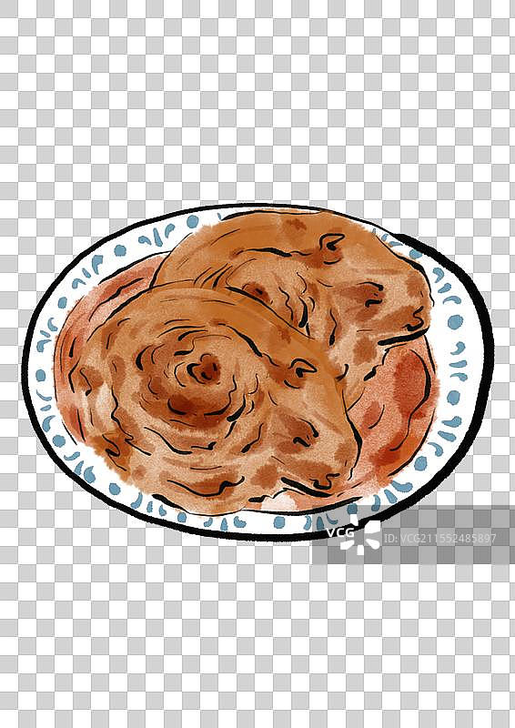水墨风大同美食插画元素-兔头图片素材