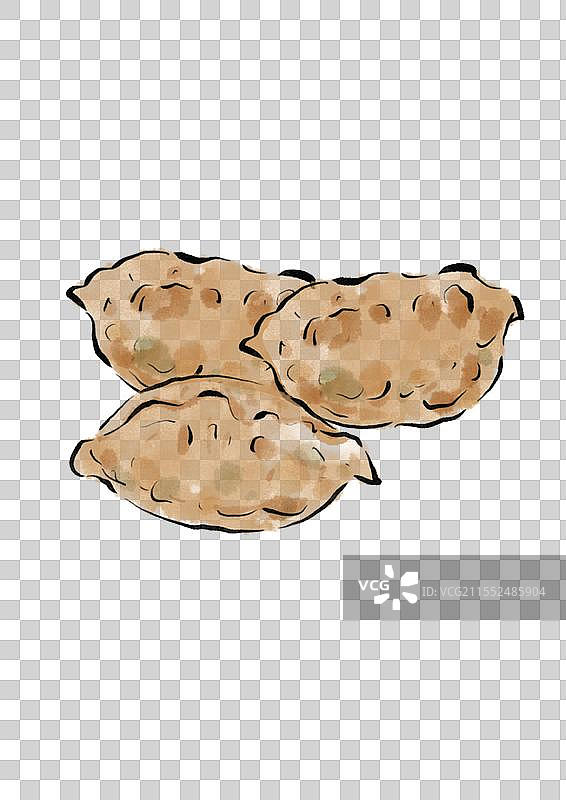 水墨风大同美食插画元素-莜面饺子图片素材