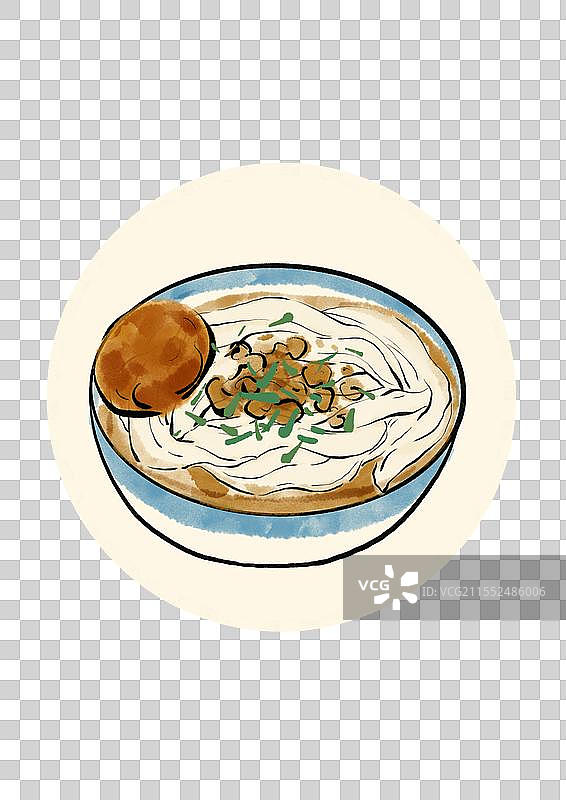 水墨风大同美食插画元素-刀削面图片素材